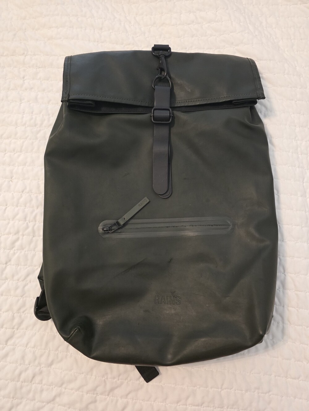 Rains Green Rolltop Backpack - Waterproof Men's Bag